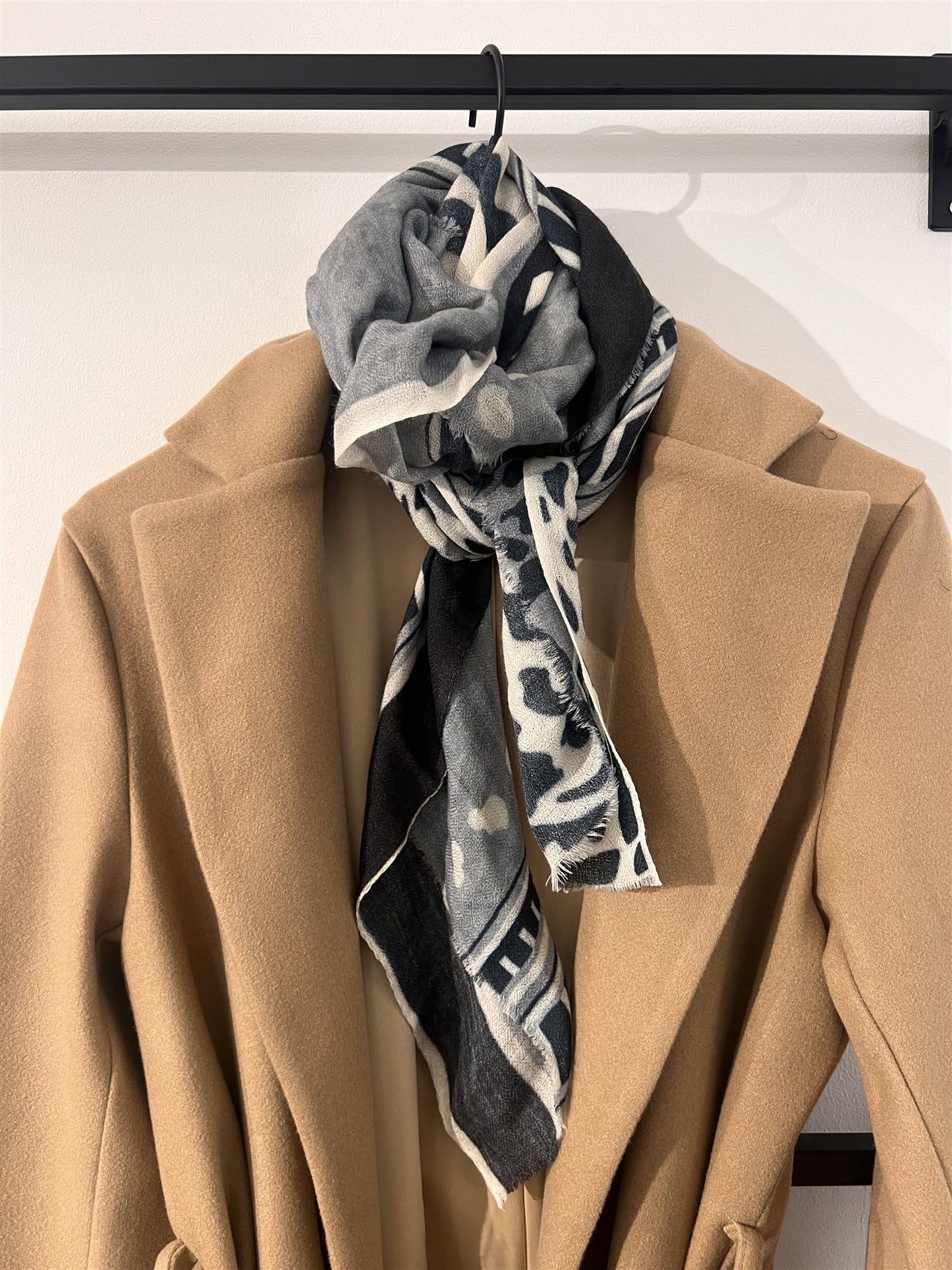 Rah Oslo Olivia Printed Wool Scarf Grey