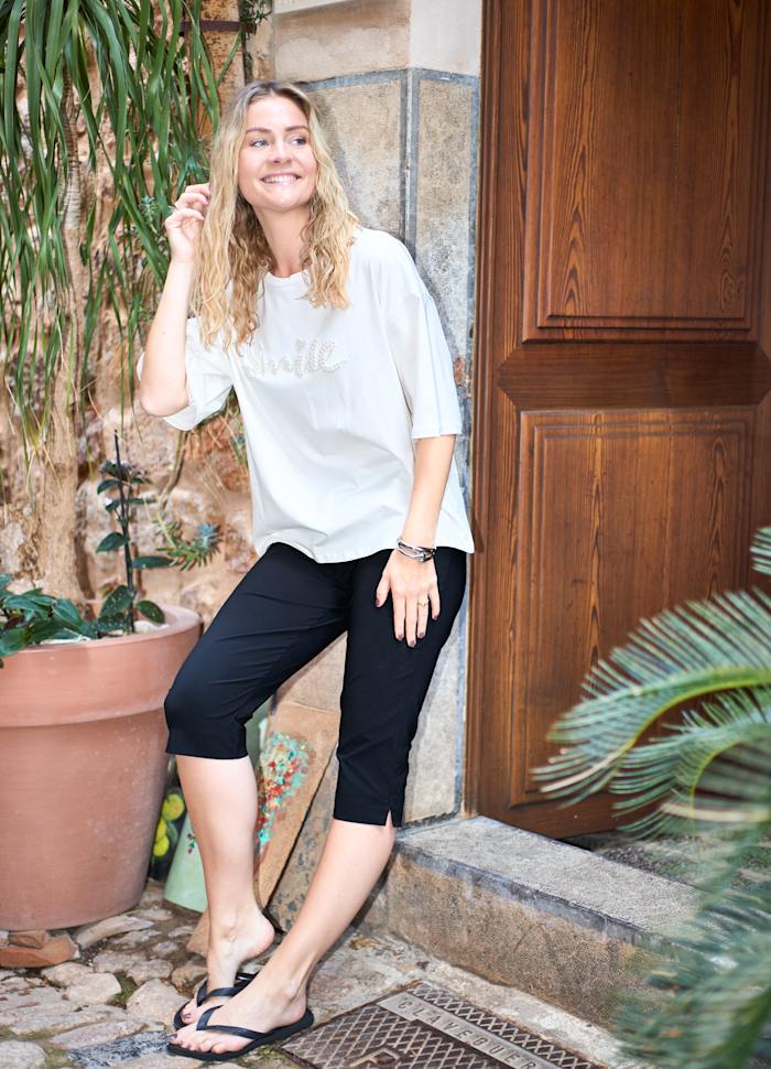 Black Colour Beate Capri Pant Black
