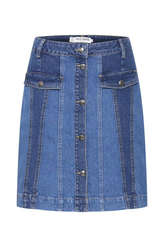 Pulz Hetta Skirt Medium Blue Denim