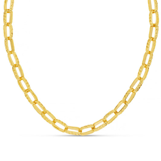 Orelia Textured Oval Link Necklace Gold