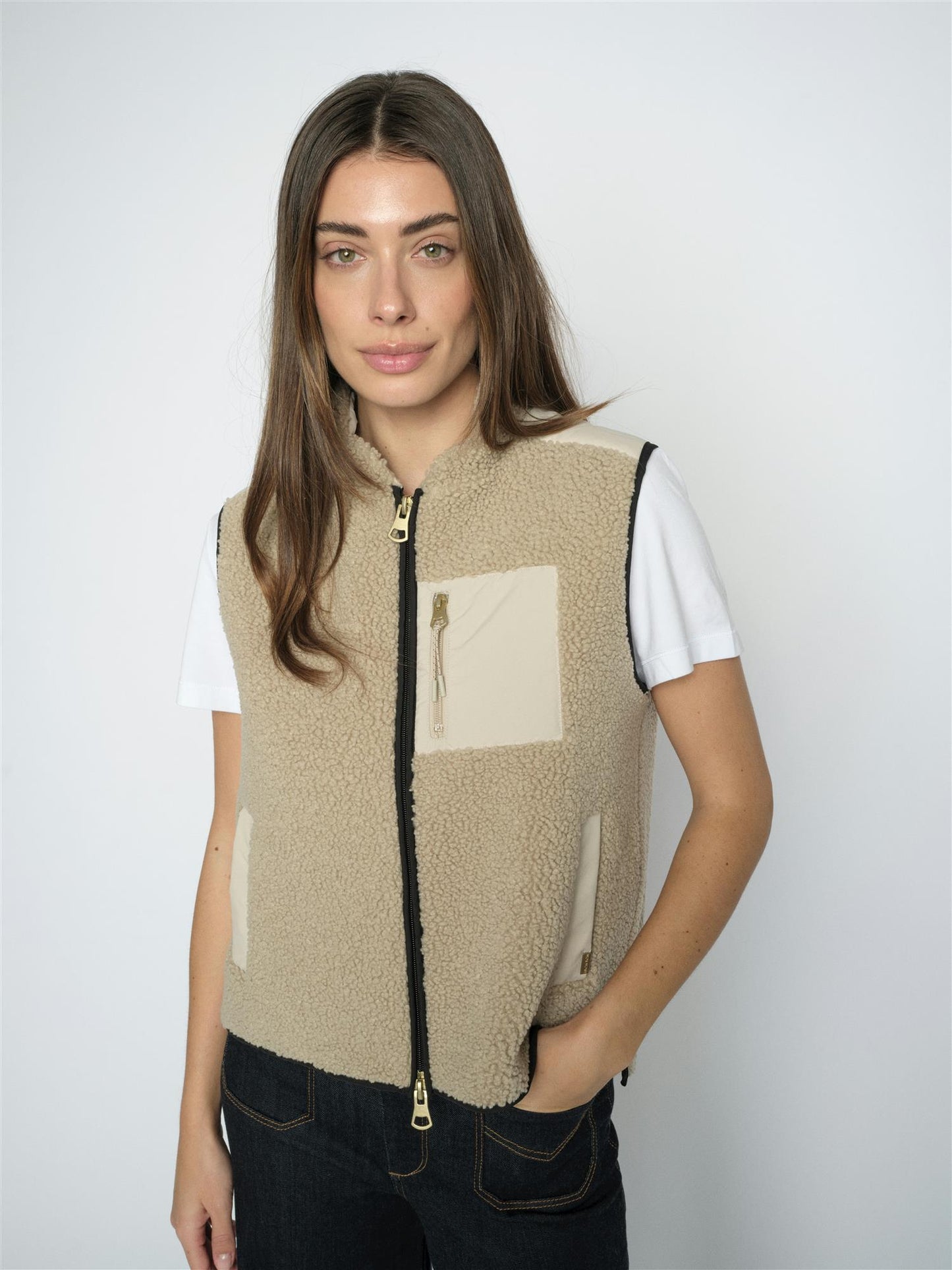 Mos Mosh Rowe Eli Teddy Vest Feather Gray