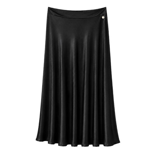 Rah Oslo Satin Bias Cut Skirt Black