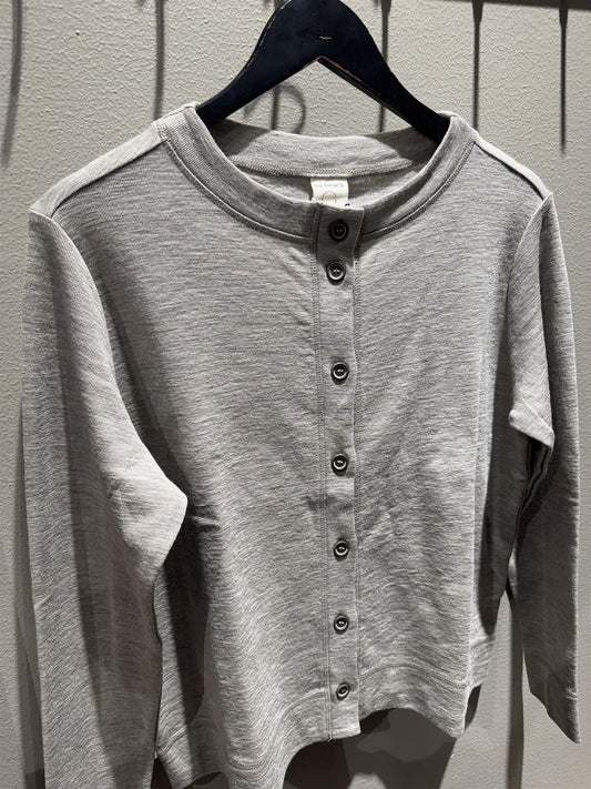 By Basics Box Cardigan R-Neck Elephant Melange