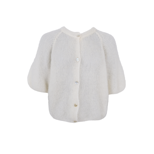 Black Colour Bjoerk Patent Knit Cardigan Off White
