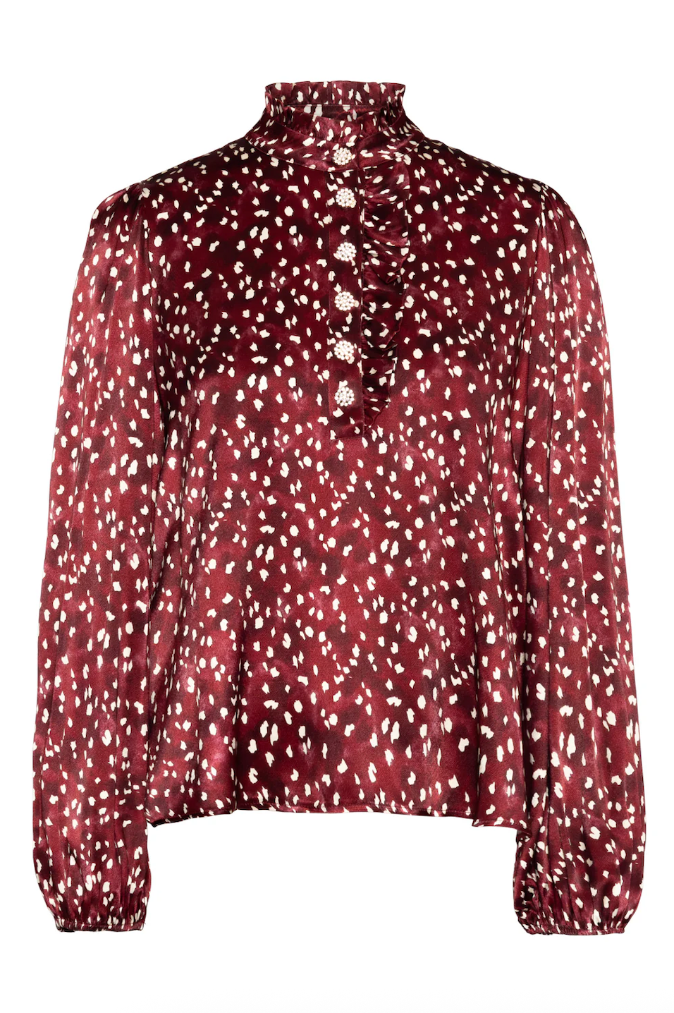 Rah Oslo Print Sateng Blouse Red Snon