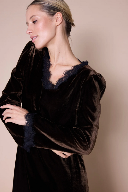 Line of Oslo Maud Dress Velvet Brown