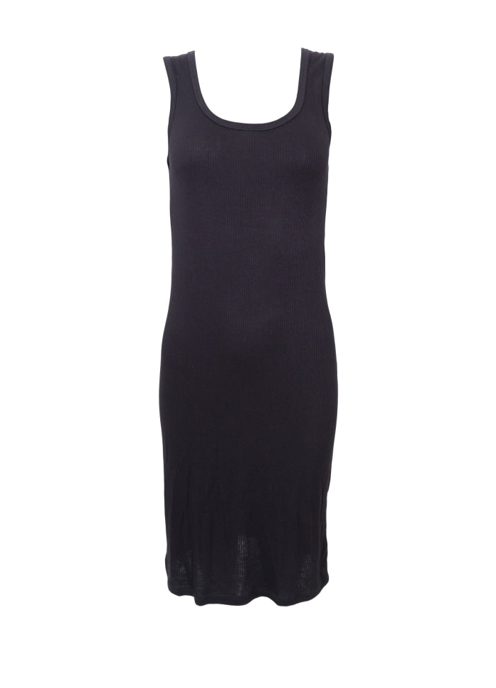 Black Colour Tea Slip Dress Black