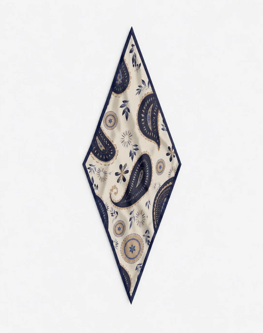Rah Oslo Diamond Cut Scarf Blue Beige Paysley