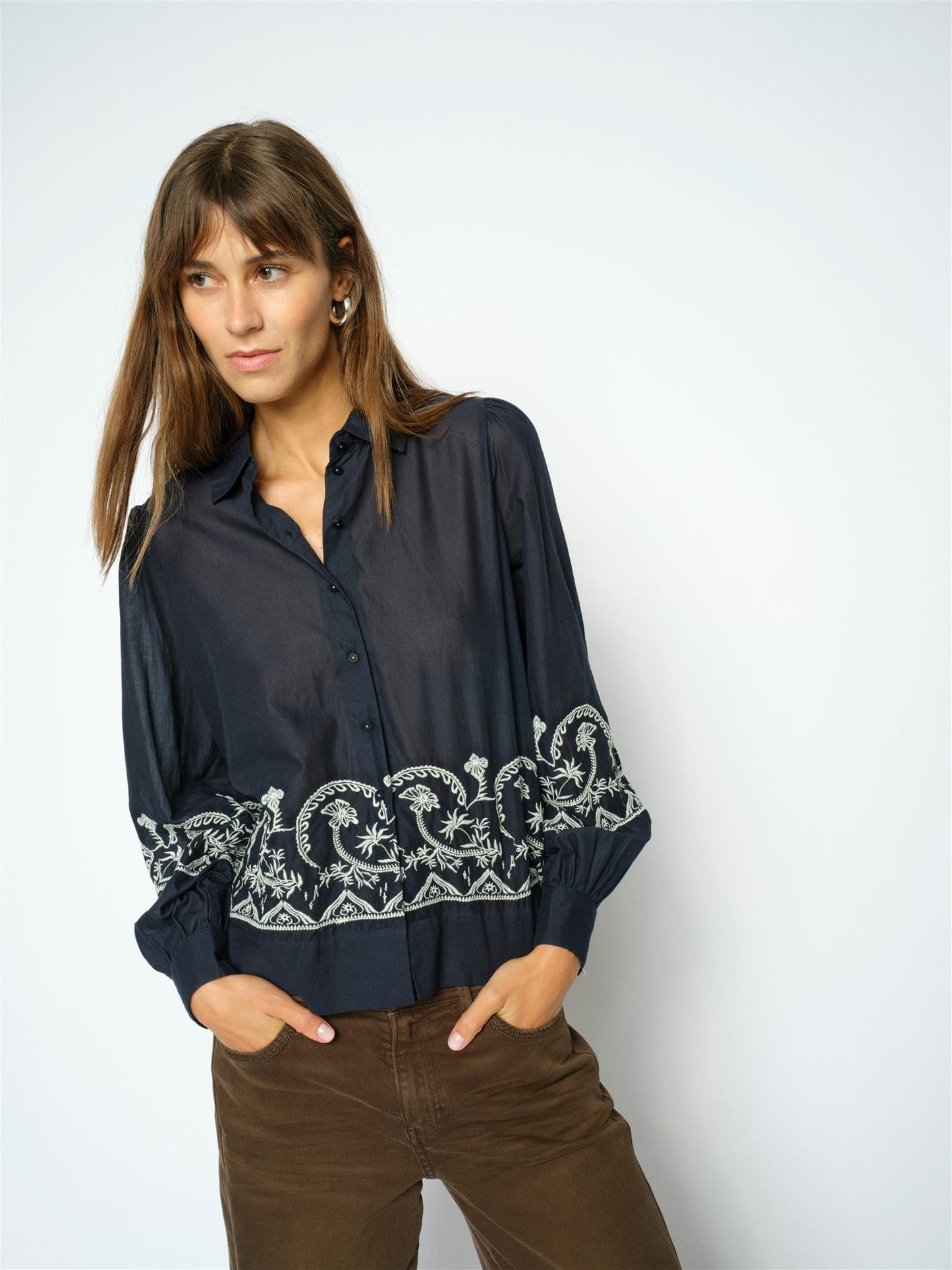 Mos Mosh Silca Lino Shirt Salute Navy