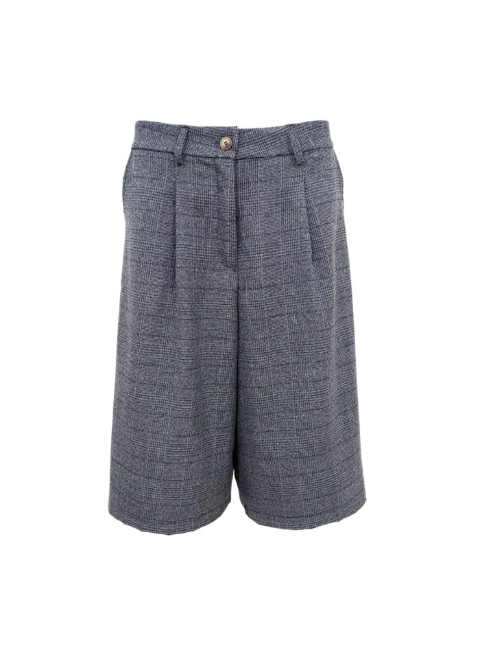 Black Colour Luciano Pleated Jorts Grey