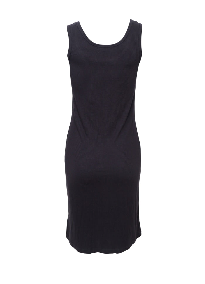 Black Colour Tea Slip Dress Black