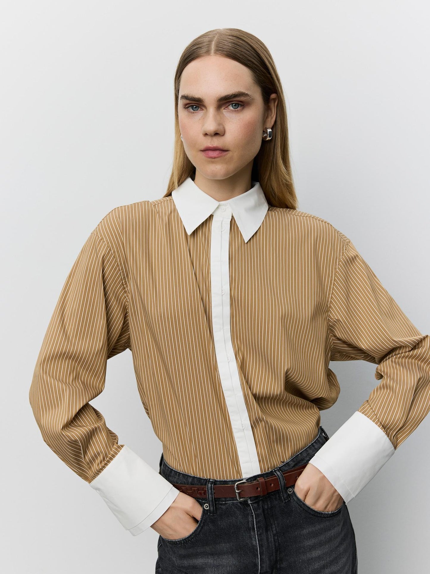Sofie Schnoor Allison Double-Cuff Shirt Maple Brown