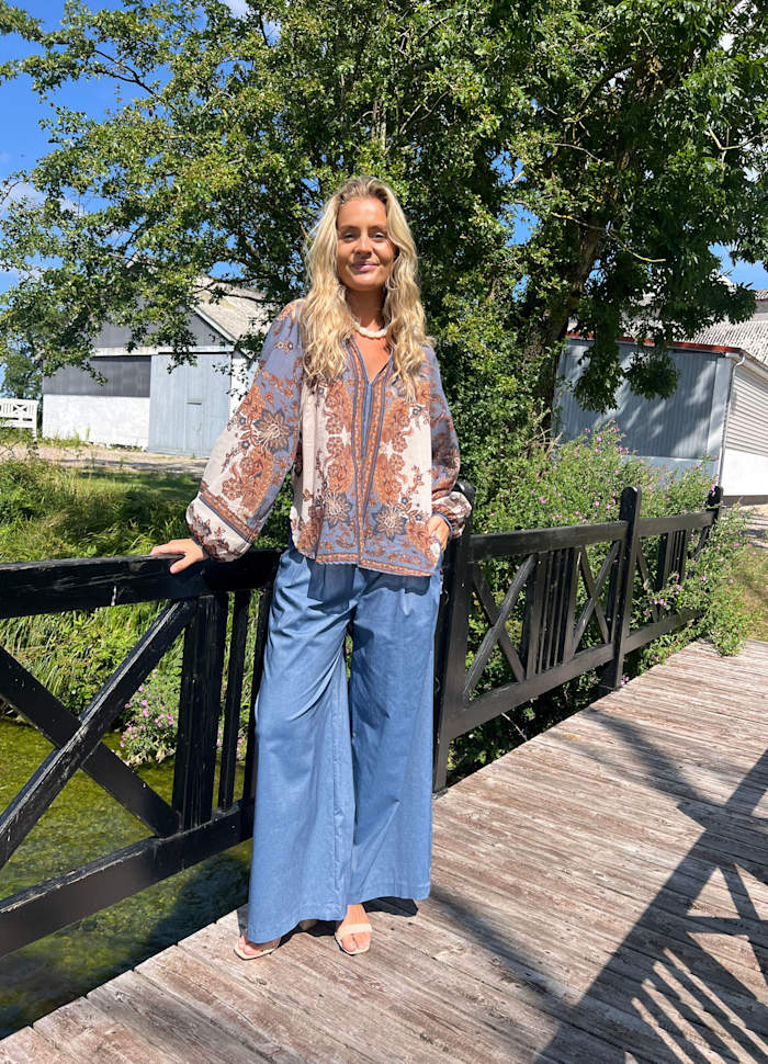Black Colour Indigo Blouse Blue