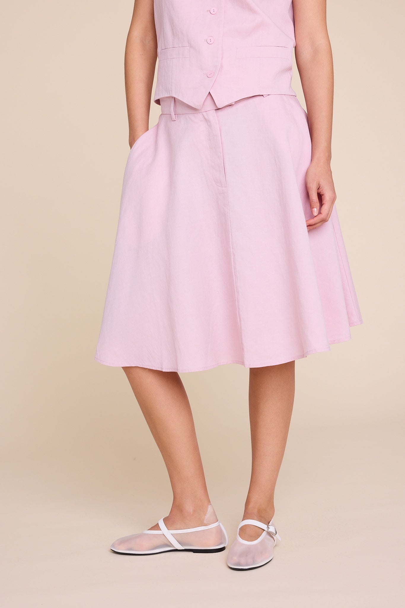 Line of Oslo Aslaug Linen Skirt Pink