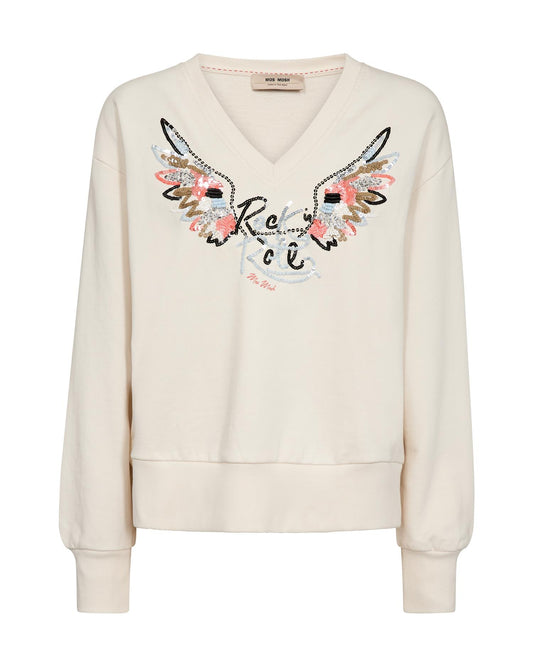 Mos Mosh Cosette V-LS Sweatshirt Ecru