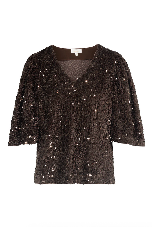 Rah Oslo Sequin Blouse SS Nougat