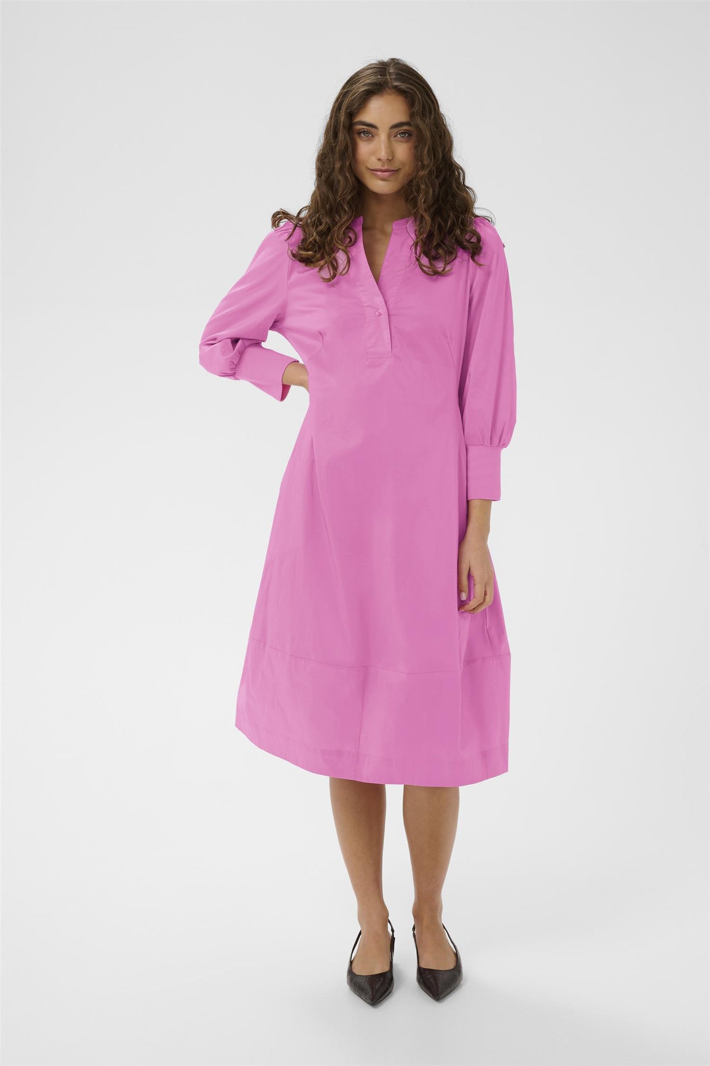 Culture Antoinett 3/4 Sleeve Dress Fuchsia Pink