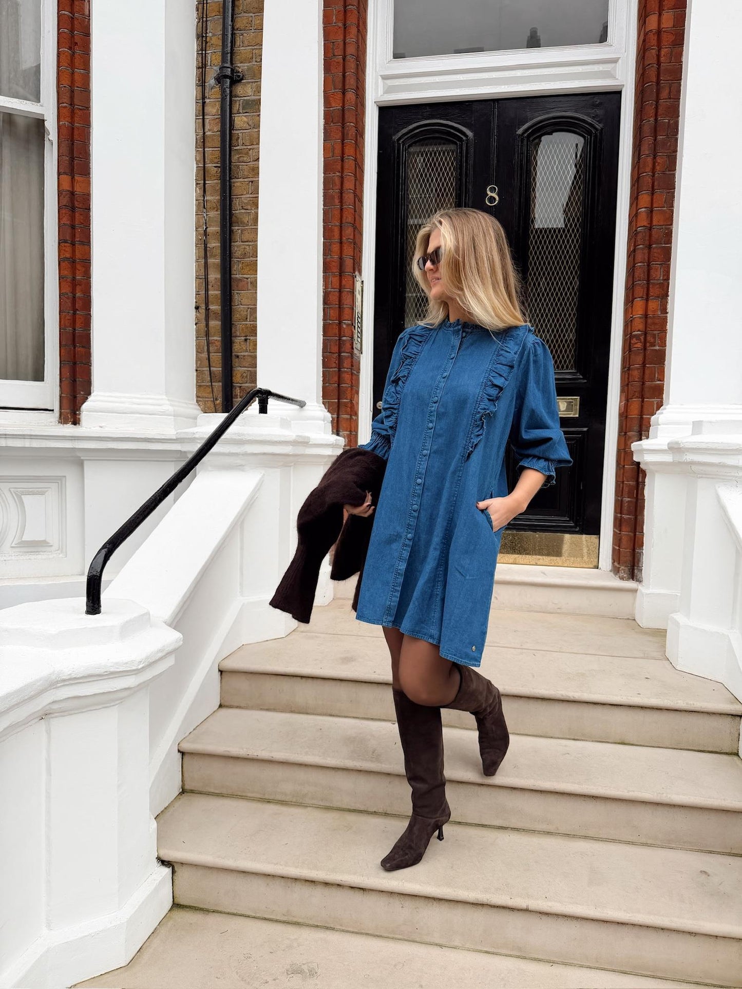 Rah Oslo Denim Dress Ruffle Denim