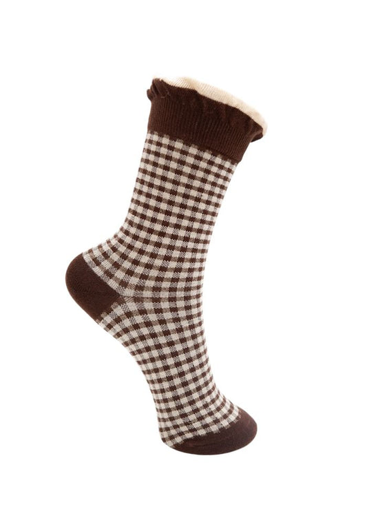 Black Colour Lumina Sock Coffee Checkered