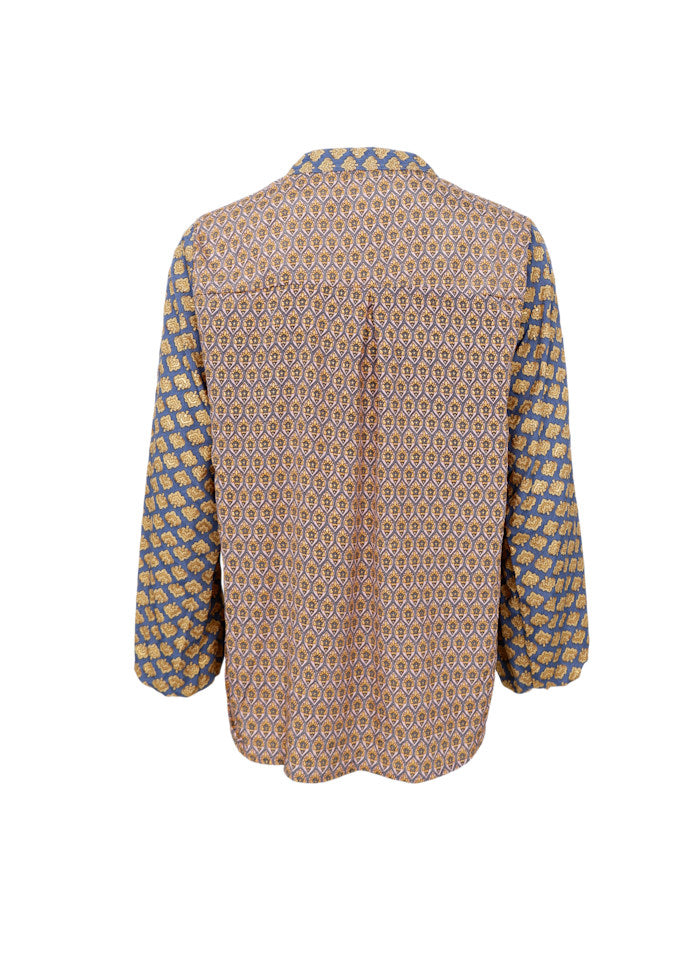 Black Colour Luna Blouse Blue Multi
