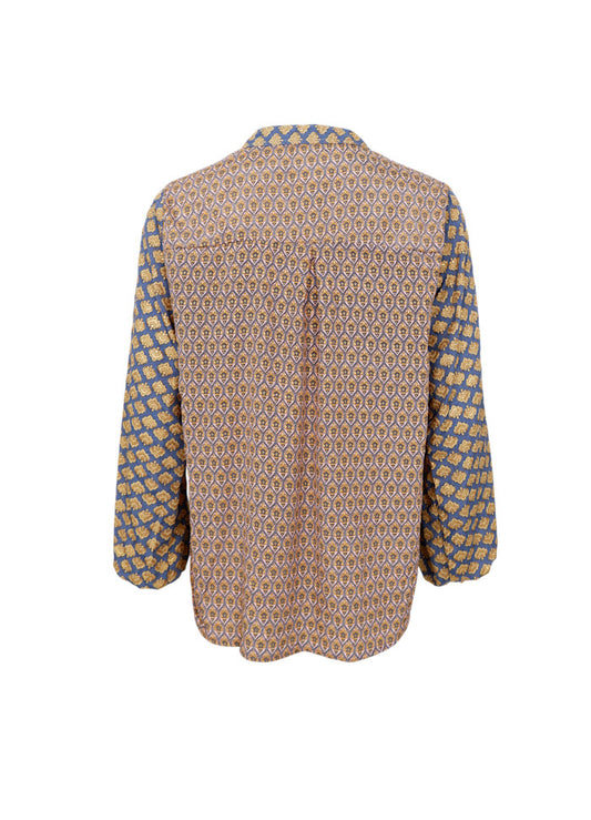 Black Colour Luna Blouse Blue Multi