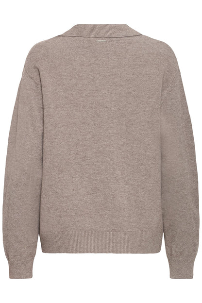 Pulz Steffi Open Polo Pullover Chocolate
