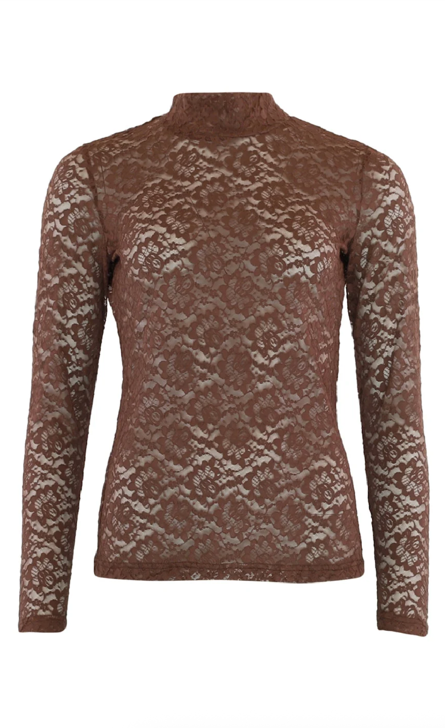 Continue Alberte Top Brown