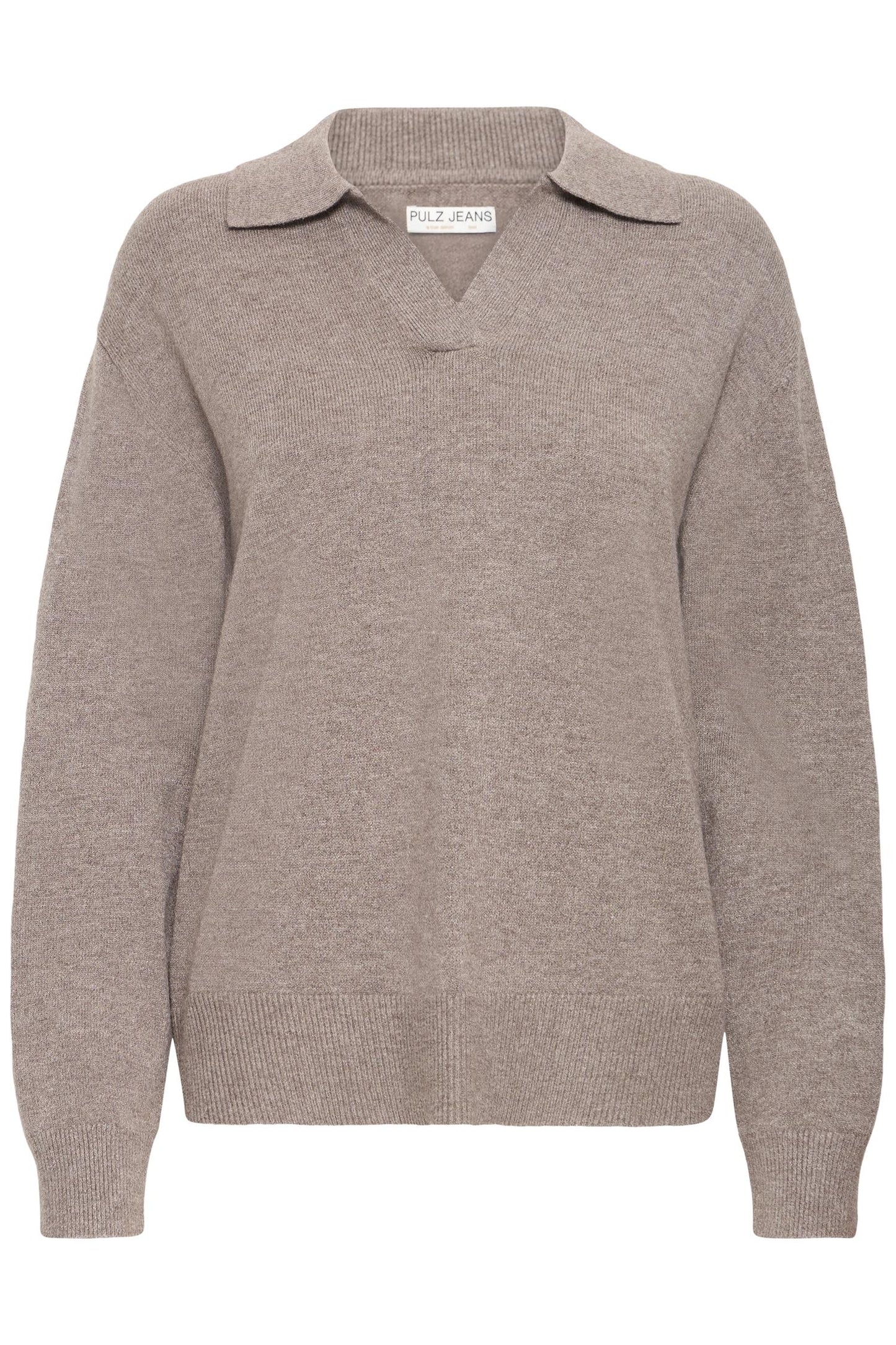 Pulz Steffi Open Polo Pullover Chocolate