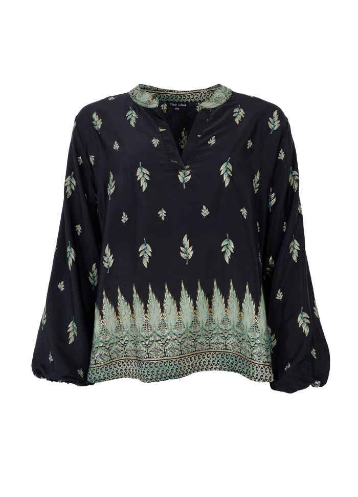 Black Colour Luna Blouse Fall Green