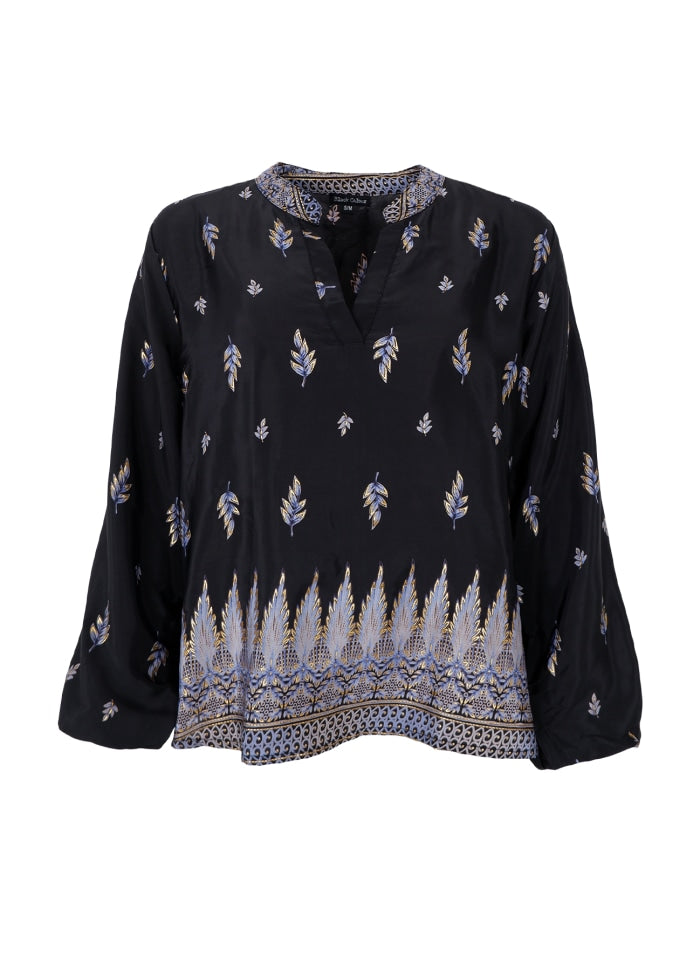 Black Colour Luna Blouse Fall Blue