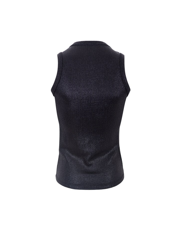 Black Colour Glamy Tank Top Black