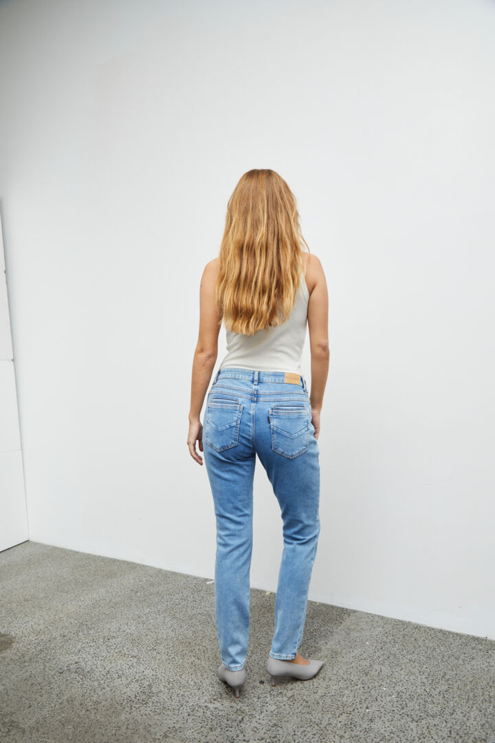 Pulz Melina Loose Jeans Skinny Leg Light Blue