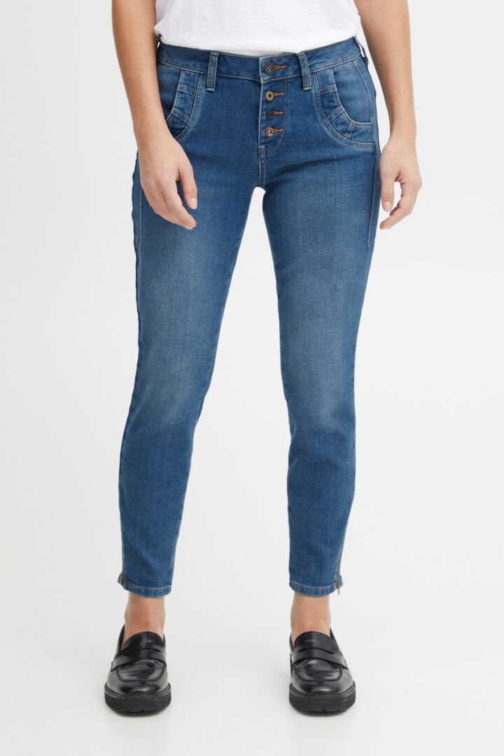 Pulz Malvina Loose Jeans Skinny Leg Medium Blue