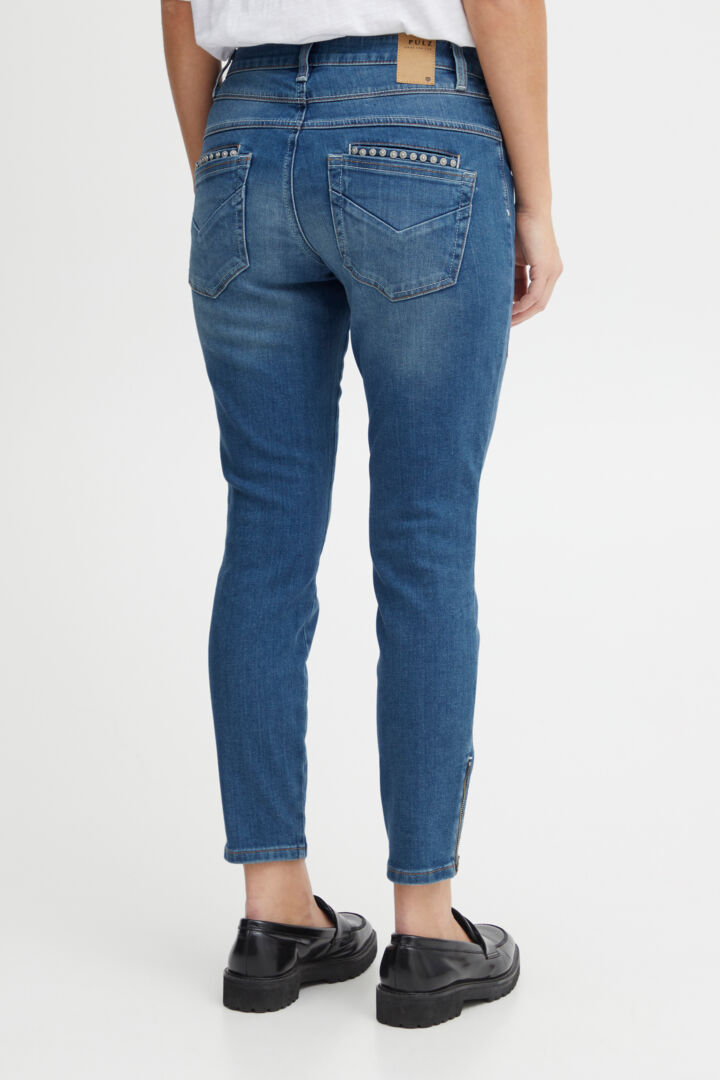 Pulz Malvina Loose Jeans Skinny Leg Medium Blue